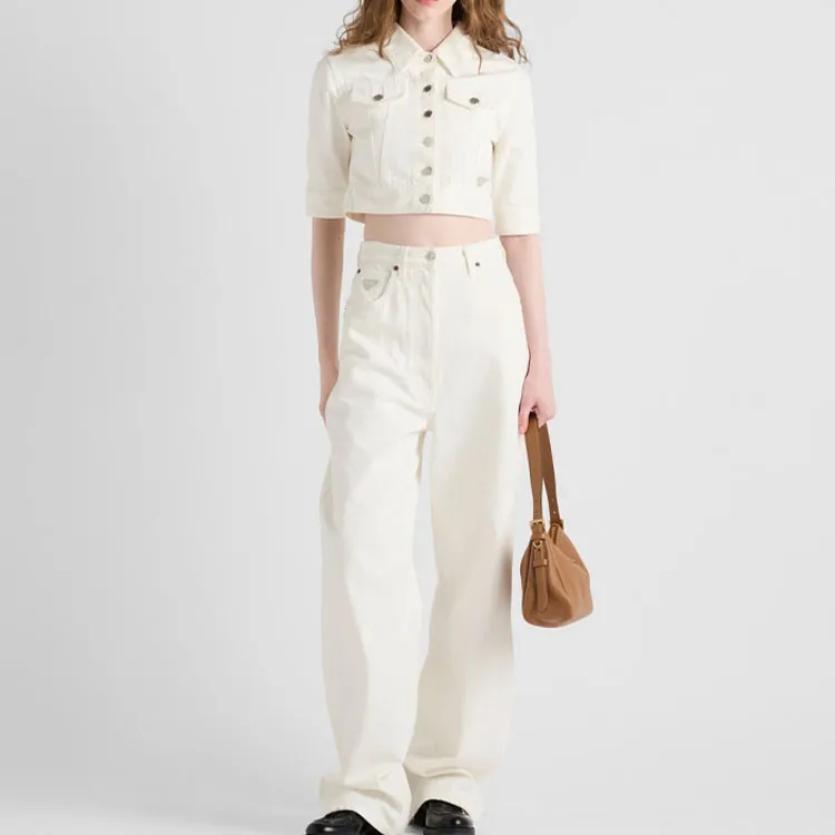 PRADA SS25 Spring Summer Women's Apparel Collection Denim Jacket Women's White-2