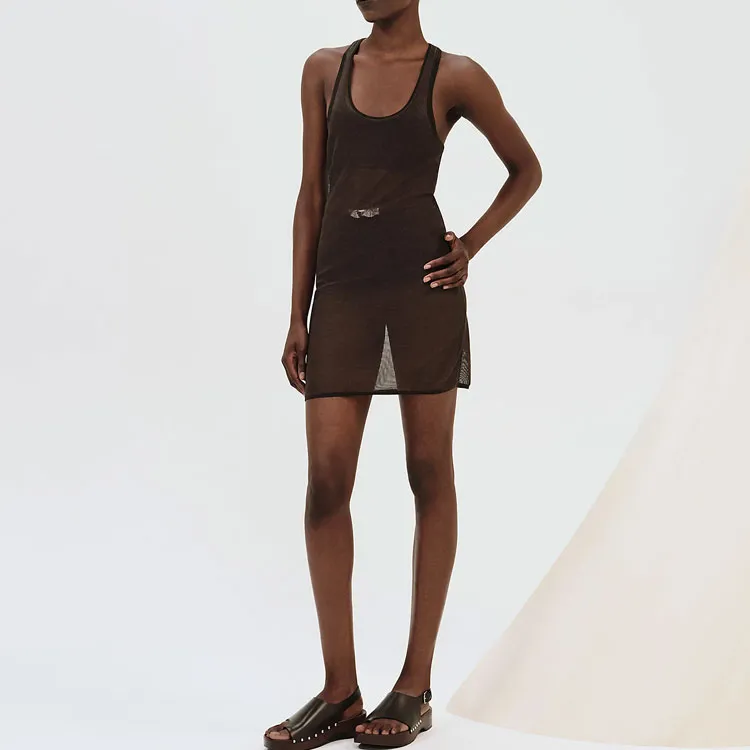 HERMES SS25 Sleeveless Dress Women's Brown-1