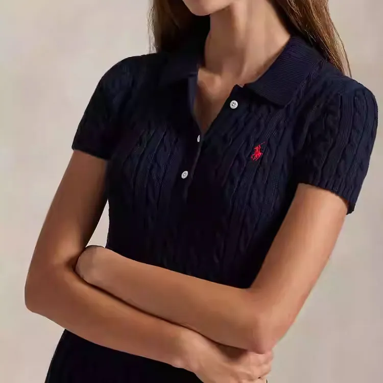 Polo Ralph Lauren SS25 Short Sleeved Dresses Women's Dark Blue-4