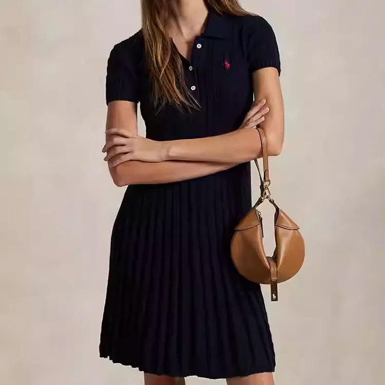 Polo Ralph Lauren SS25 Short Sleeved Dresses Women's Dark Blue-3