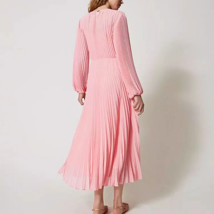 Twinset Pleated Georgette Midi Dress-2