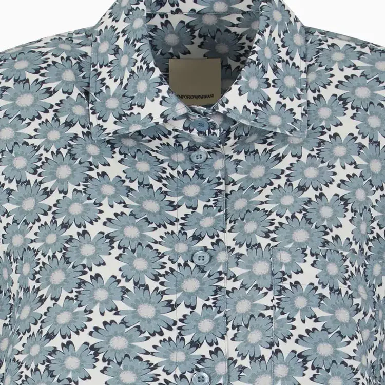 EMPORIO ARMANI Short sleeved Viscose blend Shirt With All over Print From The Peace Capsule Collection-4
