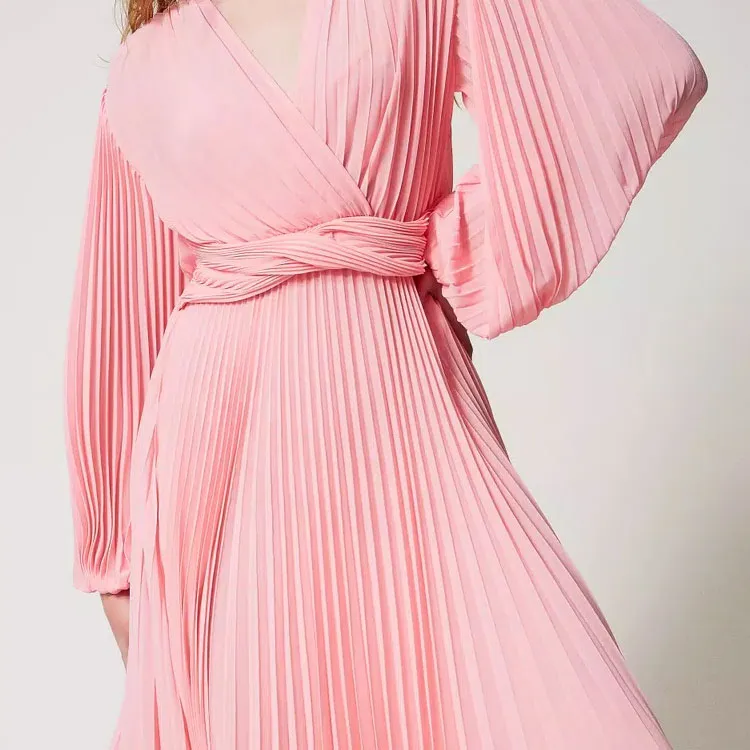 Twinset Pleated Georgette Midi Dress-4