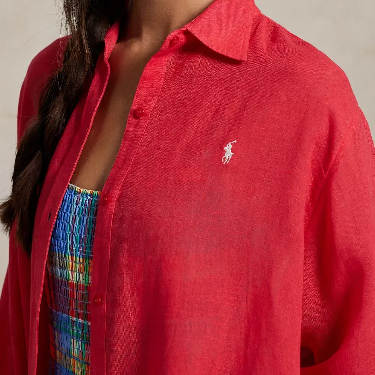 Polo Ralph Lauren Long Sleeved Dresses Women's Coral Red-4