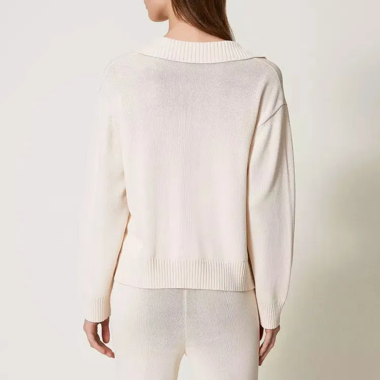 Twinset Crochet patch Polo Sweater-2