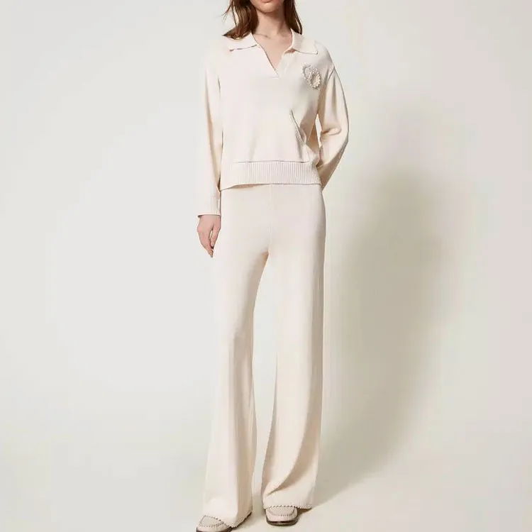Twinset Crochet patch Polo Sweater-4
