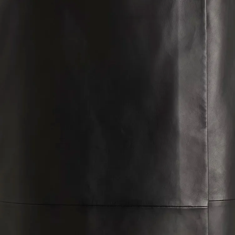 HUGO BOSS Leather Long Skirt Women's Black-5