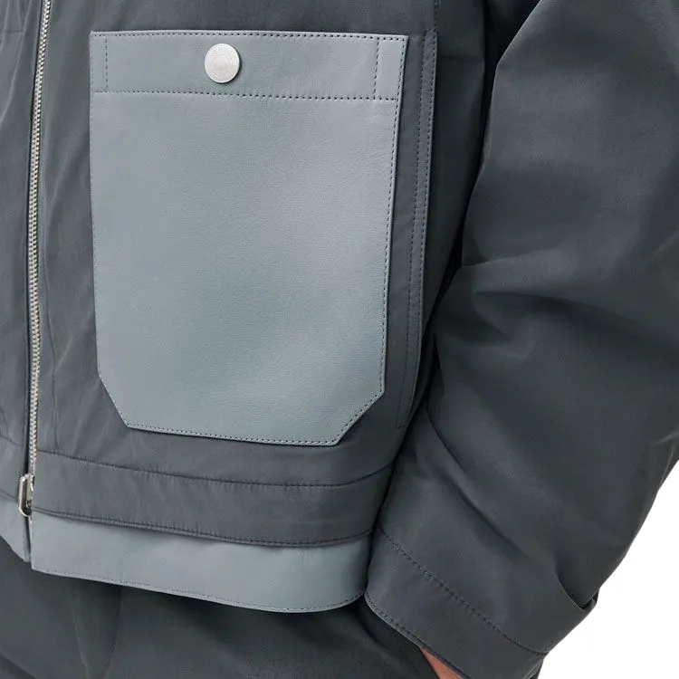 HERMES Leather Jacket Men's Teal-5