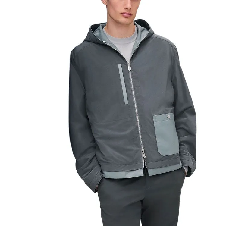 HERMES Leather Jacket Men's Teal-1