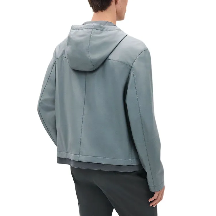 HERMES Leather Jacket Men's Teal-2