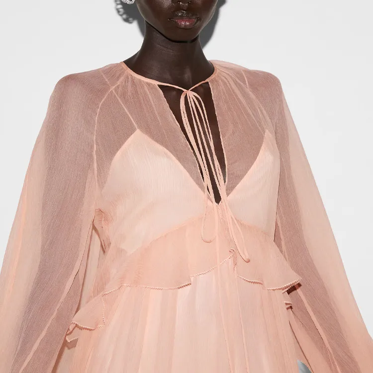 GUCCI SS25 Cruise Collection Long Sleeved Dress Women's Light Pink-5