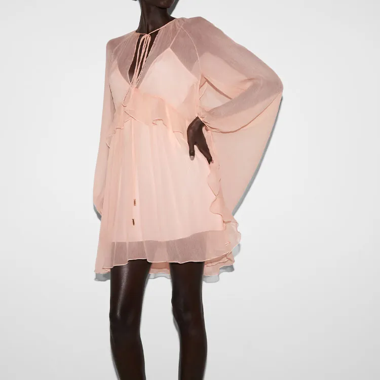 GUCCI SS25 Cruise Collection Long Sleeved Dress Women's Light Pink-3
