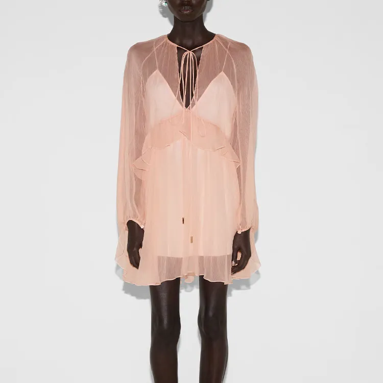 GUCCI SS25 Cruise Collection Long Sleeved Dress Women's Light Pink-1