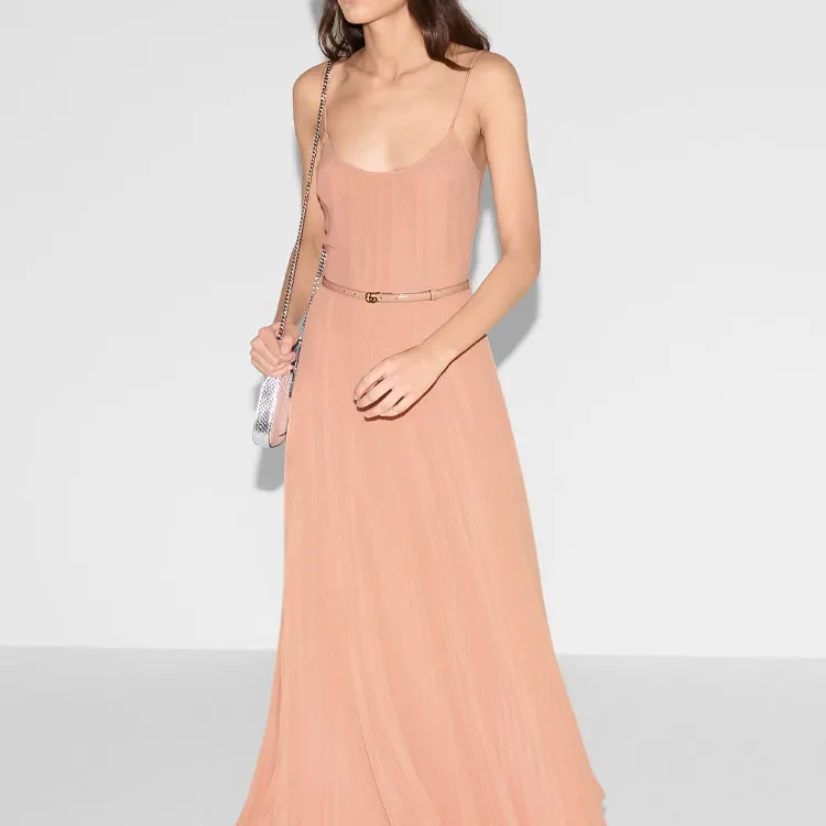 GUCCI SS25 Slip Dress Women's Peach Pink-4