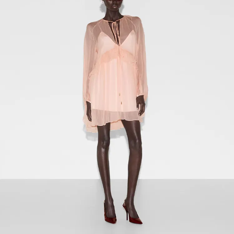 GUCCI SS25 Cruise Collection Long Sleeved Dress Women's Light Pink-4