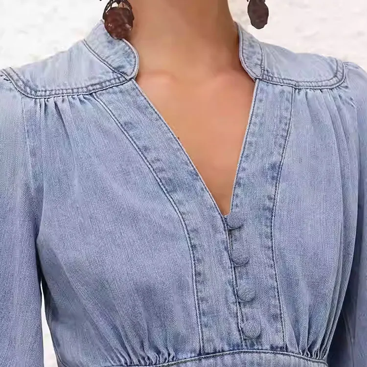 Zimmermann V neck Denim Dress-4
