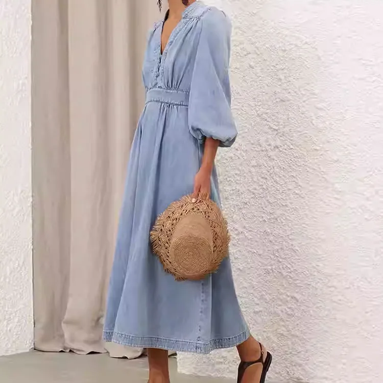 Zimmermann V neck Denim Dress-3