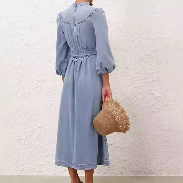 Zimmermann V neck Denim Dress-2