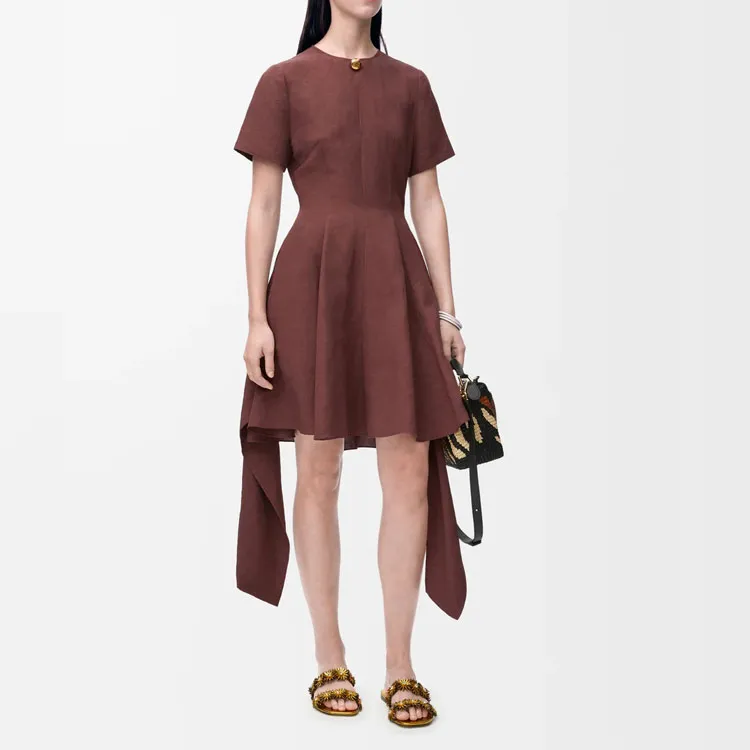 LOEWE Short Sleeved Dress Women's Brown-1