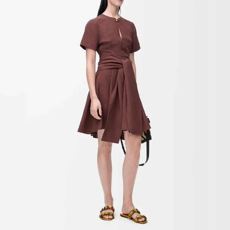 LOEWE Short Sleeved Dress Women's Brown-3