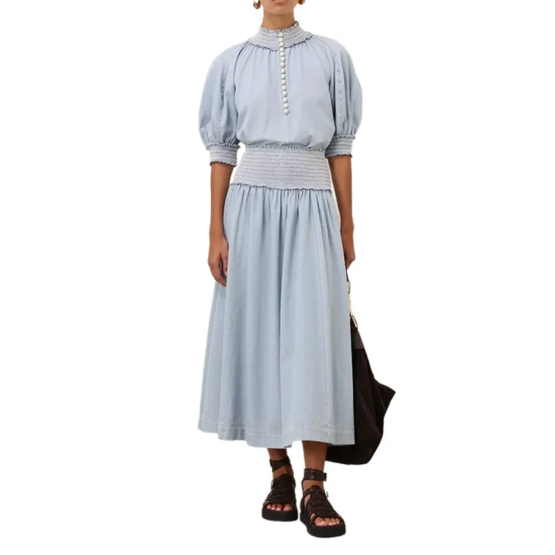 Zimmermann SS25 Denim Long Skirt Women's Blue-1