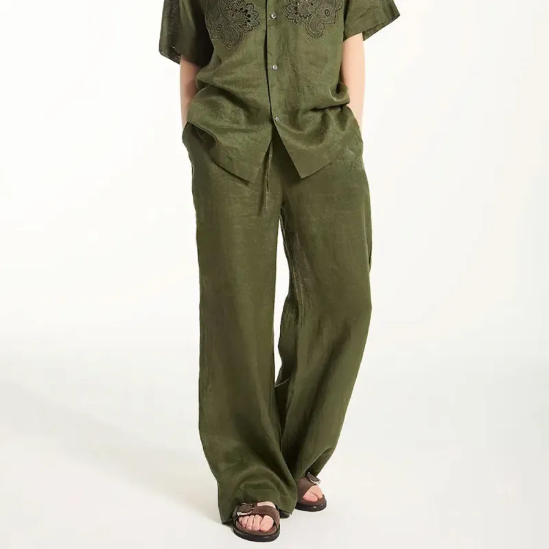 PAROSH Casual Pants Women's Green-3
