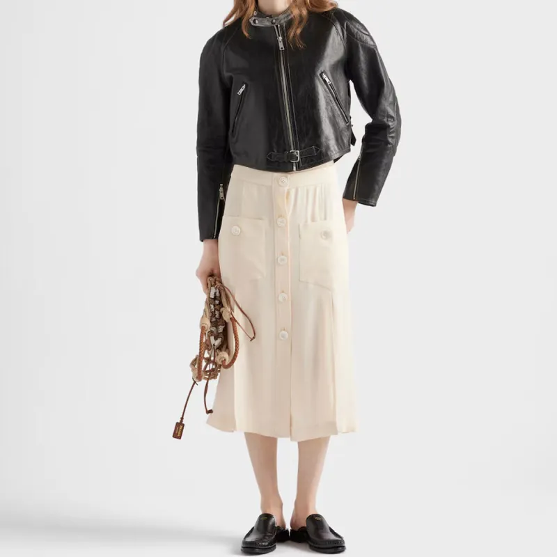 PRADA Leather Jacket Women's Black-1