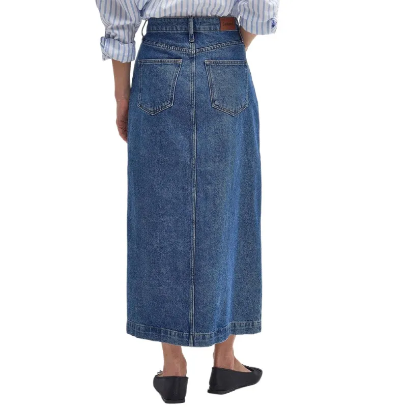 BARBOUR Denim Long Skirt Women's Blue-2