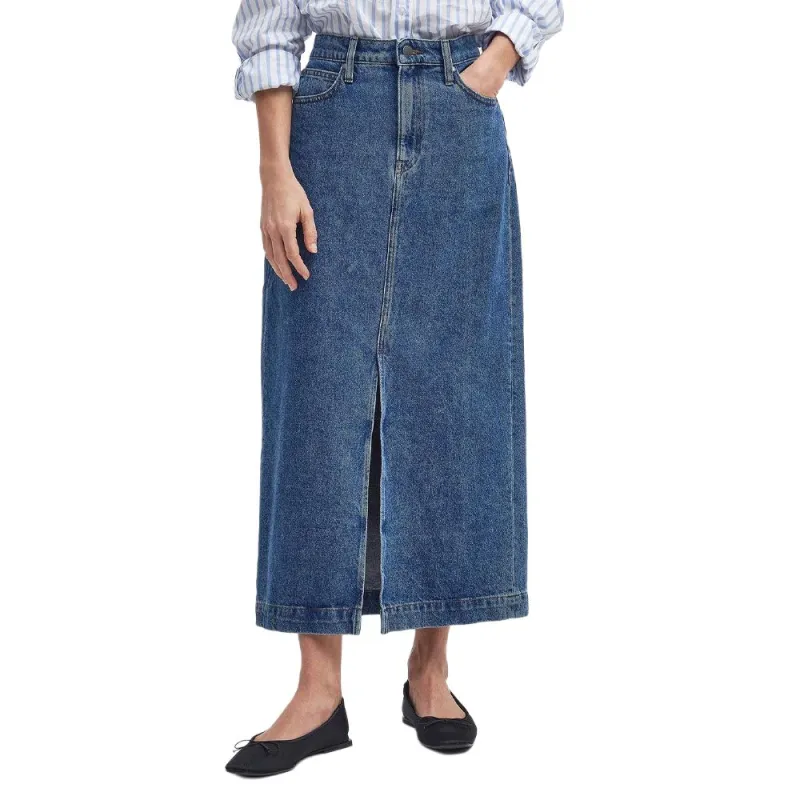 BARBOUR Denim Long Skirt Women's Blue-1