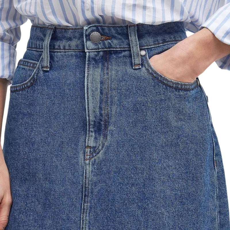 BARBOUR Denim Long Skirt Women's Blue-4