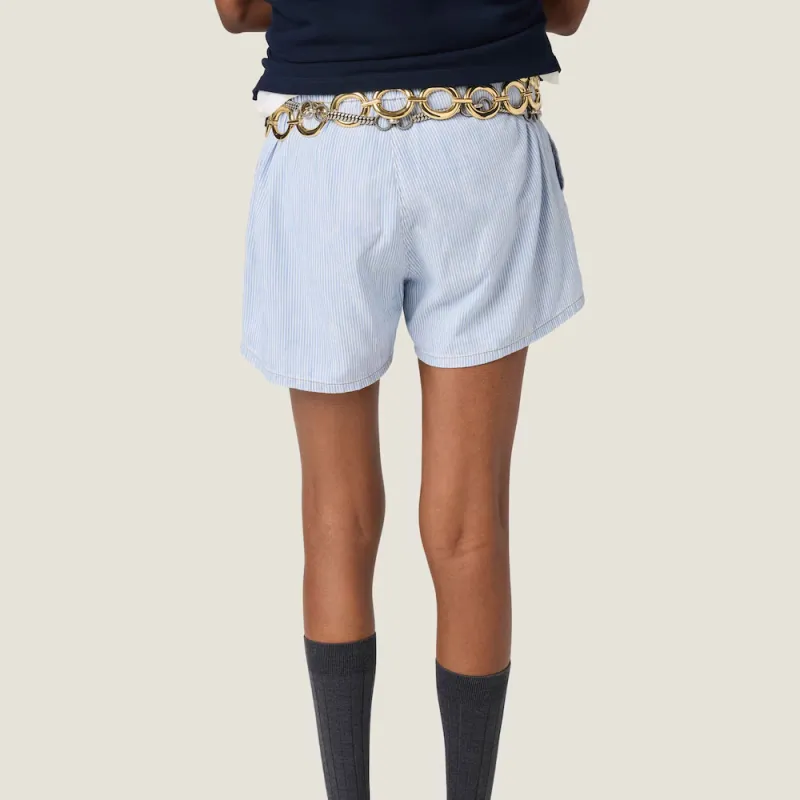 MIU MIU Striped Chambray Shorts-2