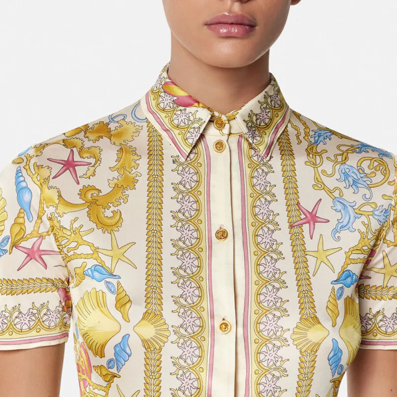 VERSACE Underwater Barocco Midi Shirt Dress-4