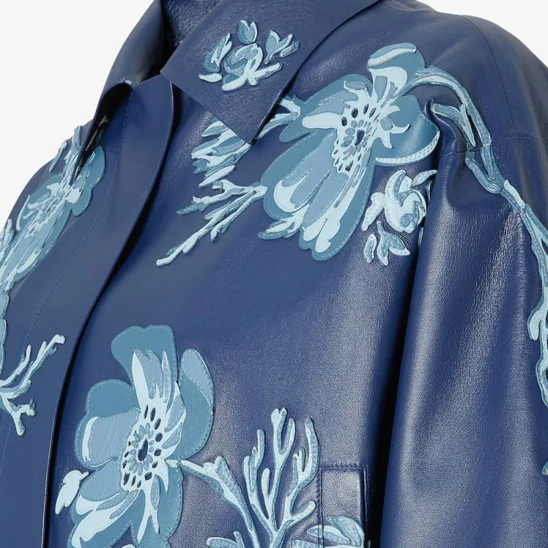 FENDI SS25 Leather Jacket Women's Blue-3