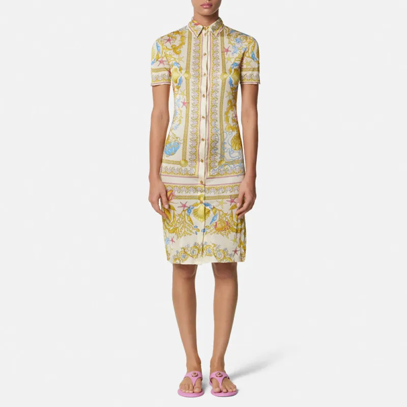 VERSACE Underwater Barocco Midi Shirt Dress-1