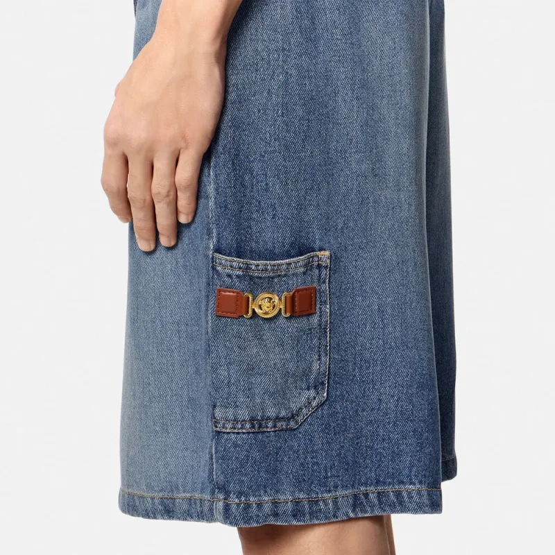 VERSACE Medusa Biggie Denim Shorts-4