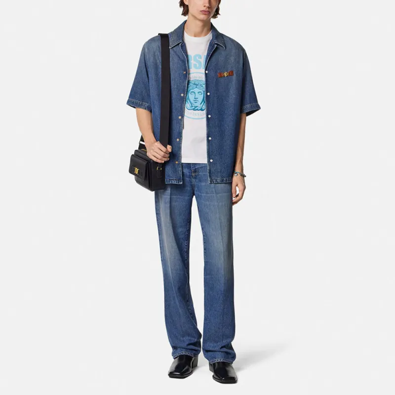 VERSACE Medusa Biggie Denim Shirt-3