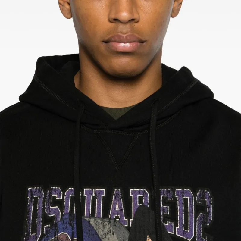 DSQUARED 2 Graphic Printed Drawstring Hoodie-4