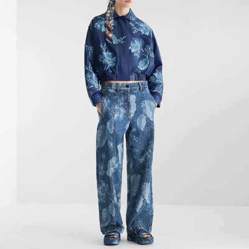 FENDI SS25 Leather Jacket Women's Blue-2