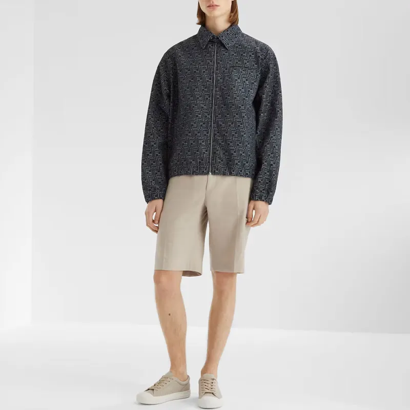FENDI FF jacquard Denim Bomber Jacket-2