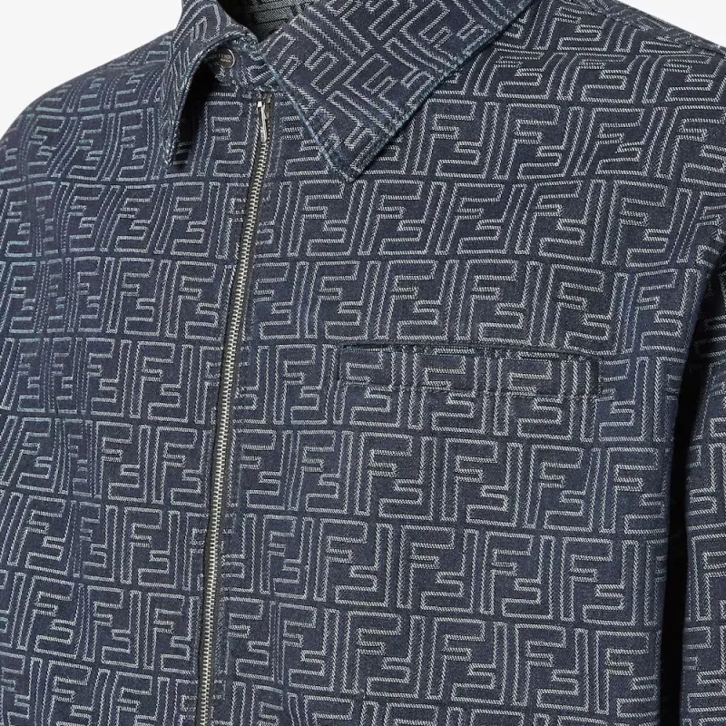 FENDI FF jacquard Denim Bomber Jacket-3