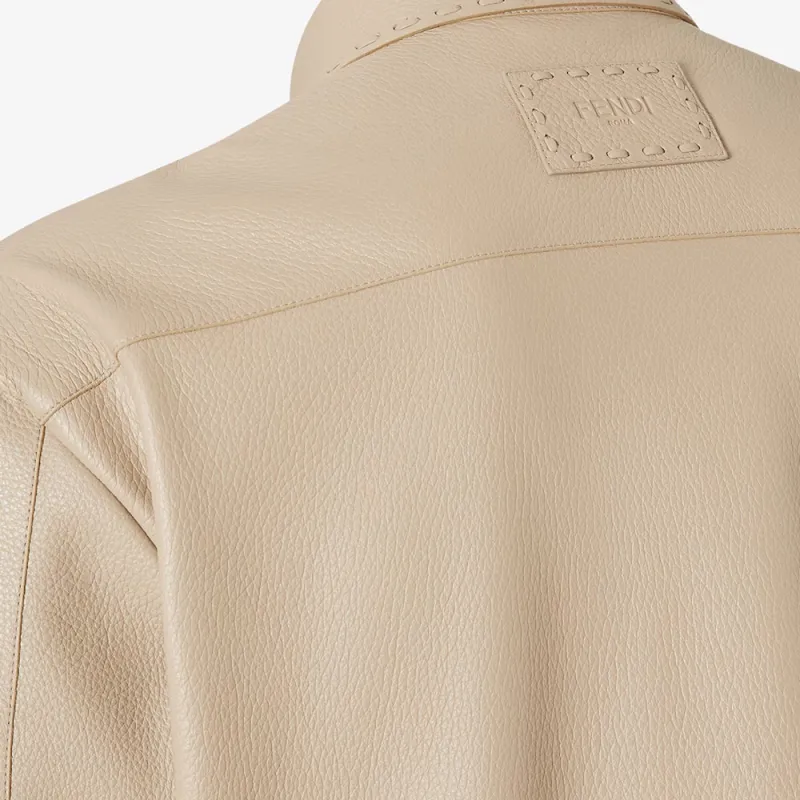 FENDI Selleria SS25 Leather Jacket Men's Beige-3