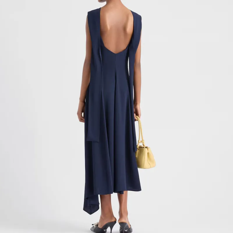 PRADA Asymmetric Satin Midi Dress-2
