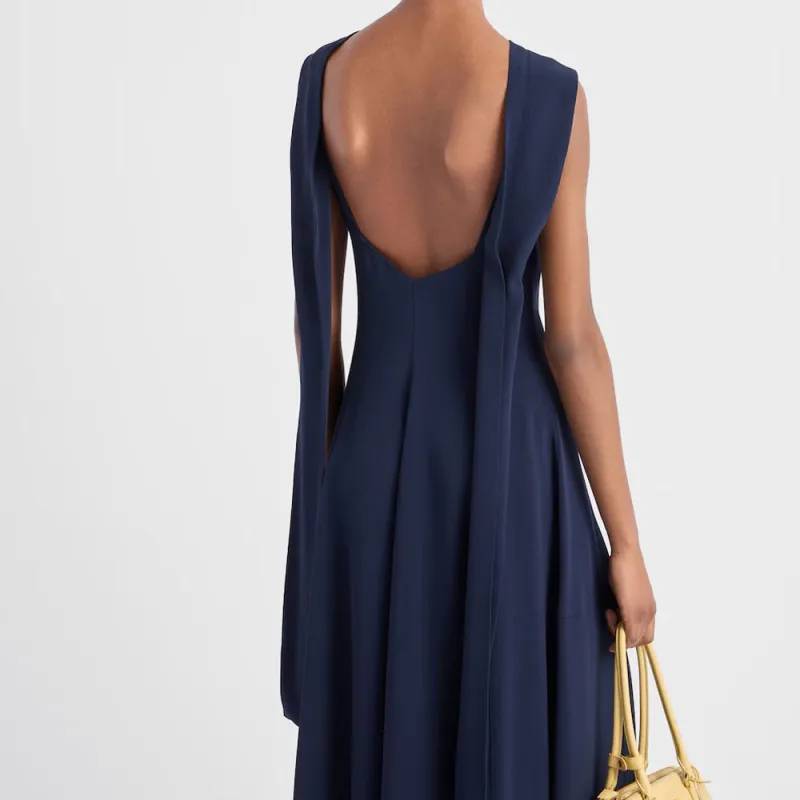 PRADA Asymmetric Satin Midi Dress-5