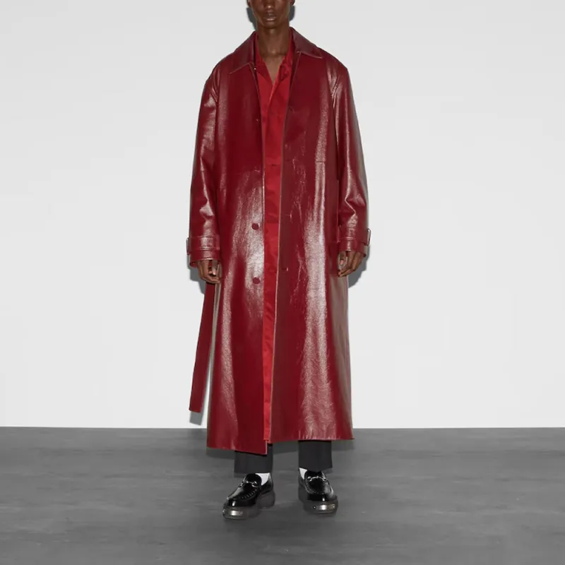 GUCCI Leather Jackets Men Red-4