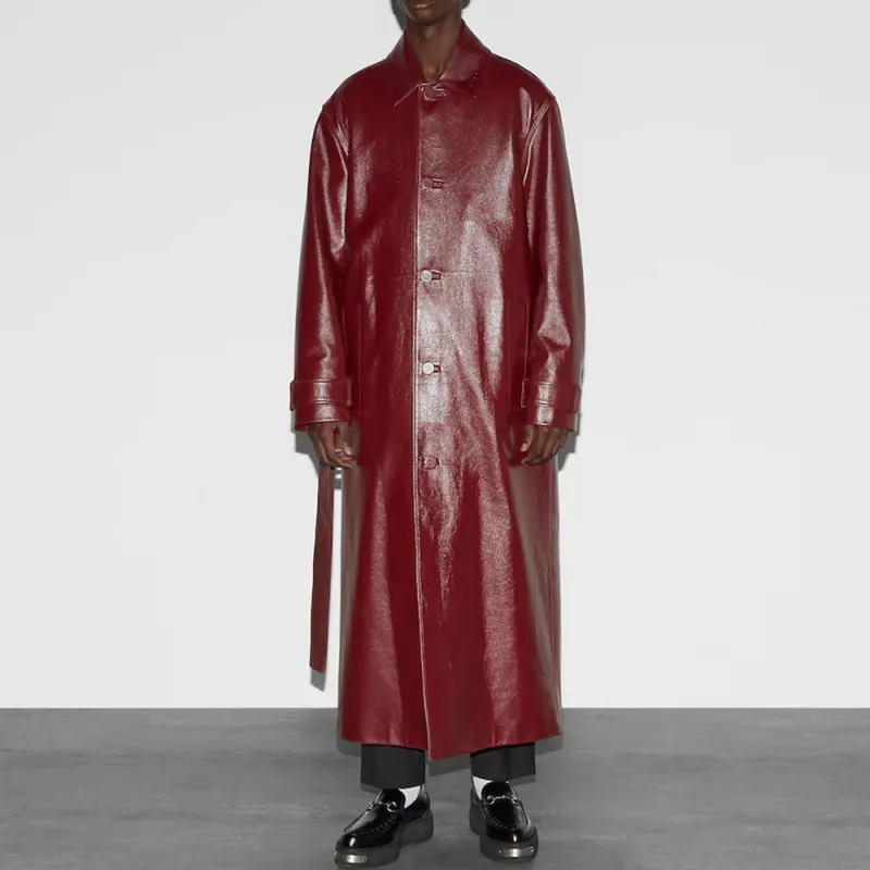 GUCCI Leather Jackets Men Red-2