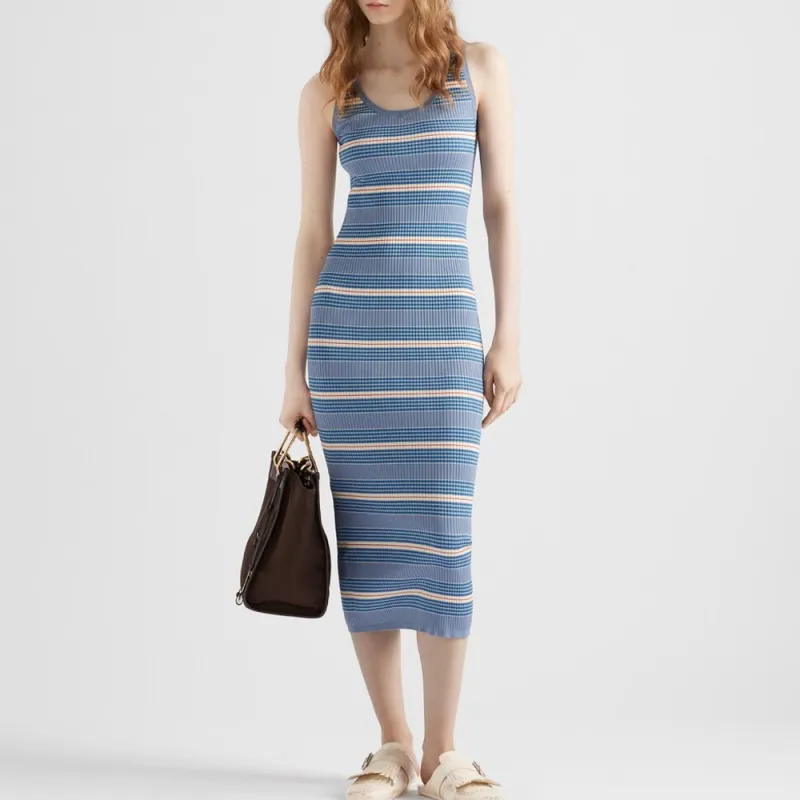PRADA Striped Ribbed Dress-1