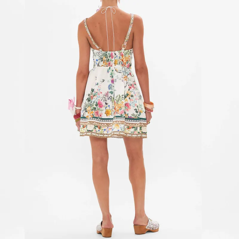 Camilla Cut out Floral Linen Minidress-3