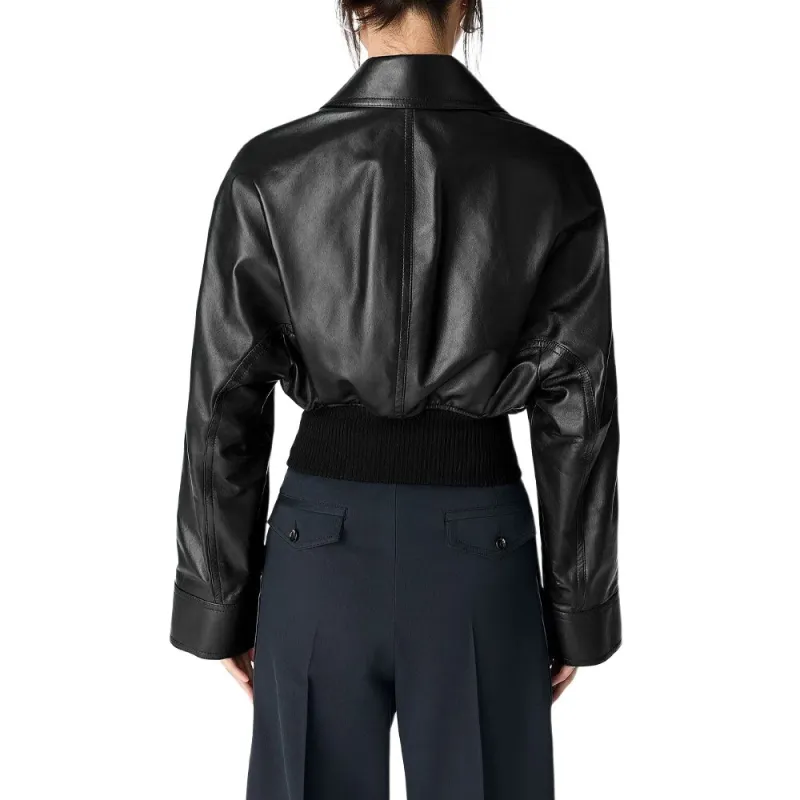 Bottega Veneta SS25 Leather Jacket Women's Black-1