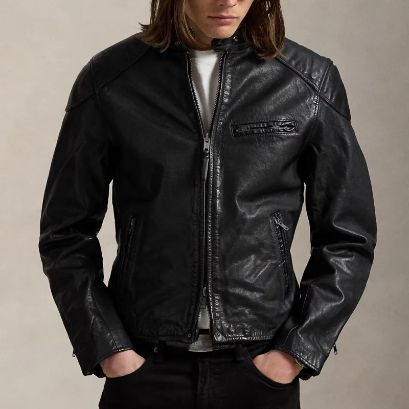 Polo Ralph Lauren Leather Jacket Men's Black-1