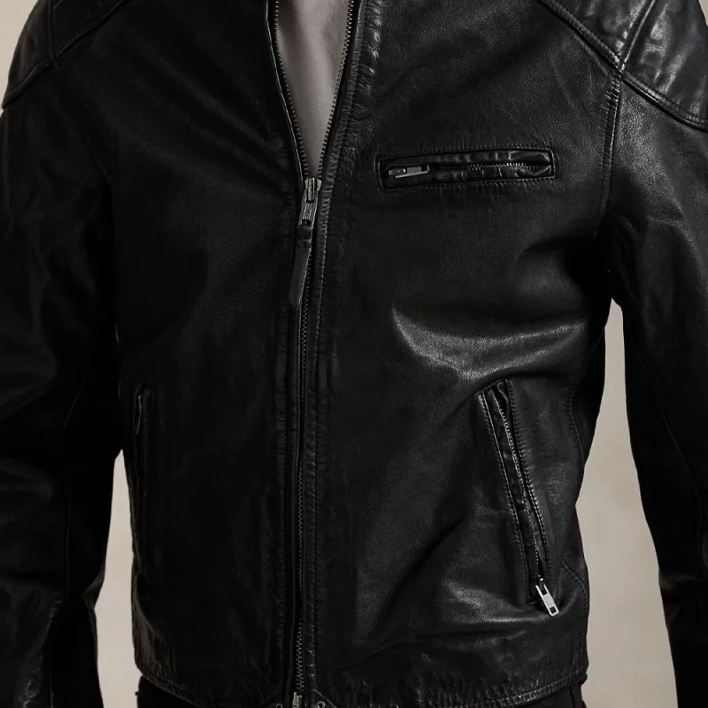 Polo Ralph Lauren Leather Jacket Men's Black-5